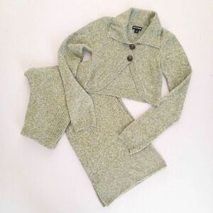 NEW Pretty Little Thing 2 Piece Knit Pant /Crop Top Sweater Moss Green Sz S